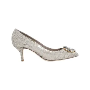 Beige Lace Viscose Pumps
