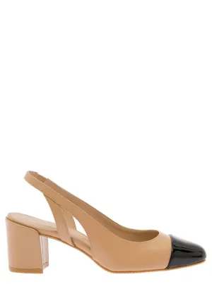 Beige Smooth Leather Slingback