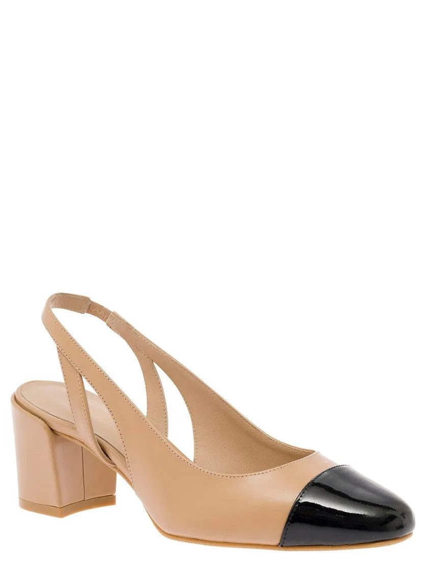 Beige Smooth Leather Slingback