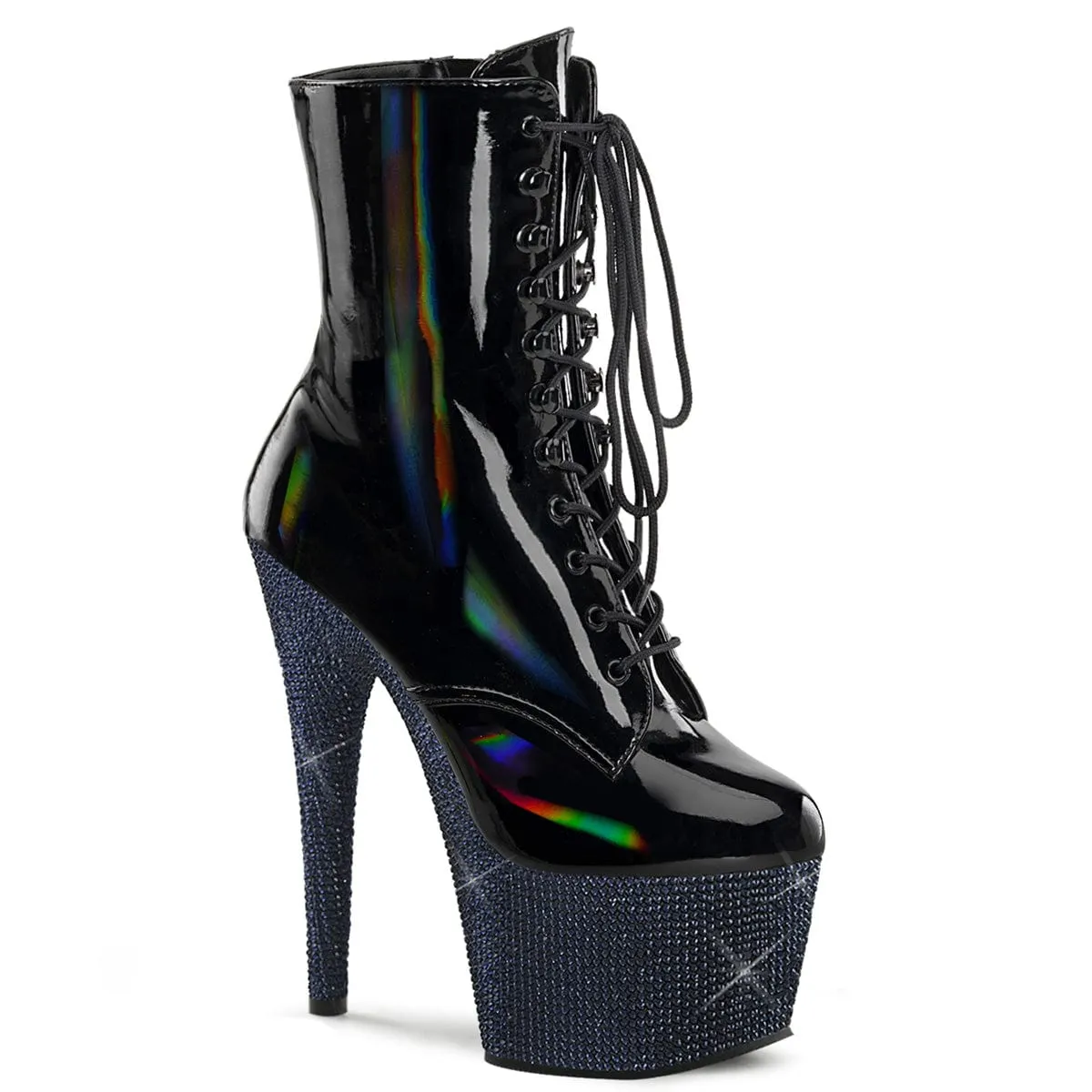 BEJEWELED-1020-7 Black Hologram Patent/Midnight Black Rhinestones