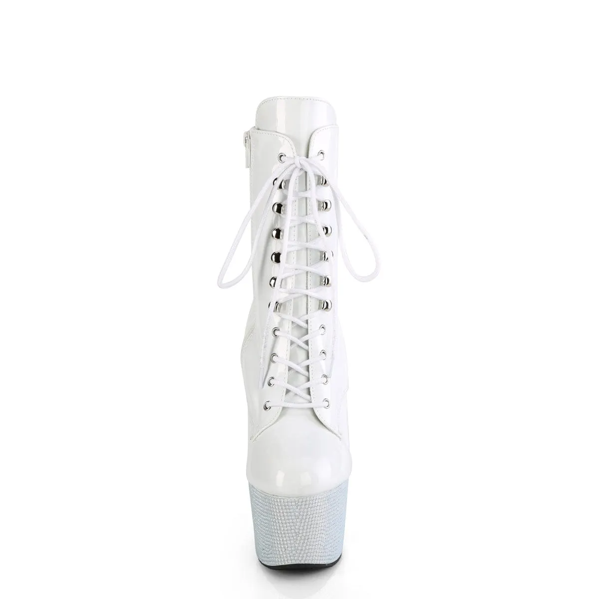 BEJEWELED-1020-7 White Hologram Patent/White Rhinestones