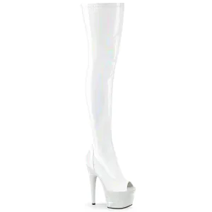 BEJEWELED-3011-7 White Stretch Hologram Patent/White Rhinestones