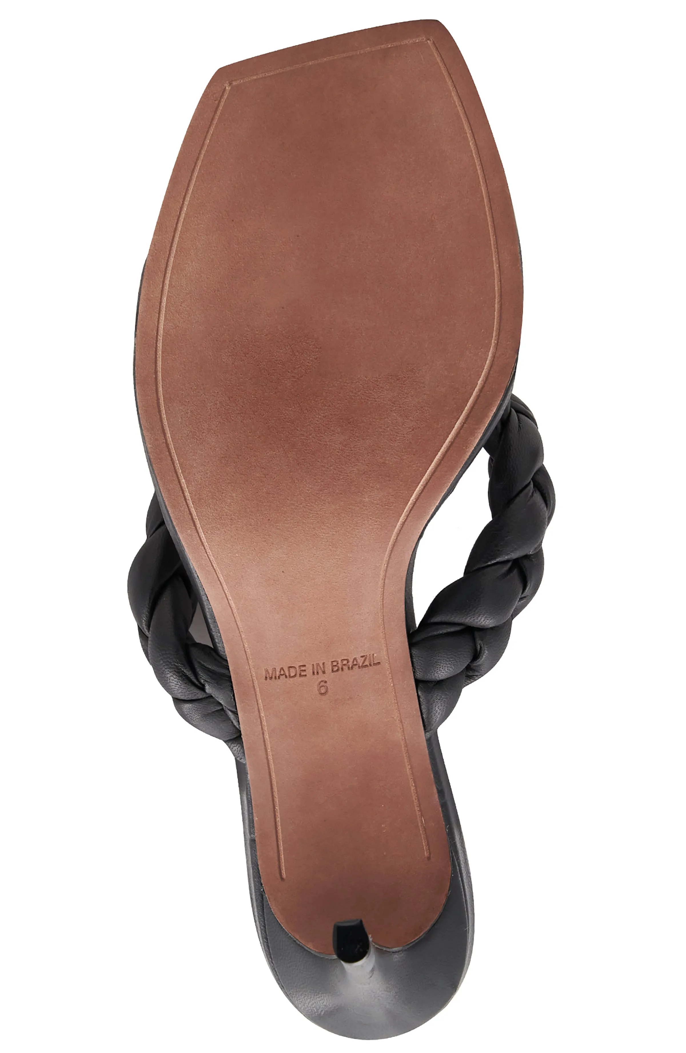 BELLA BLACK LEATHER BRAIDED SANDAL HEEL