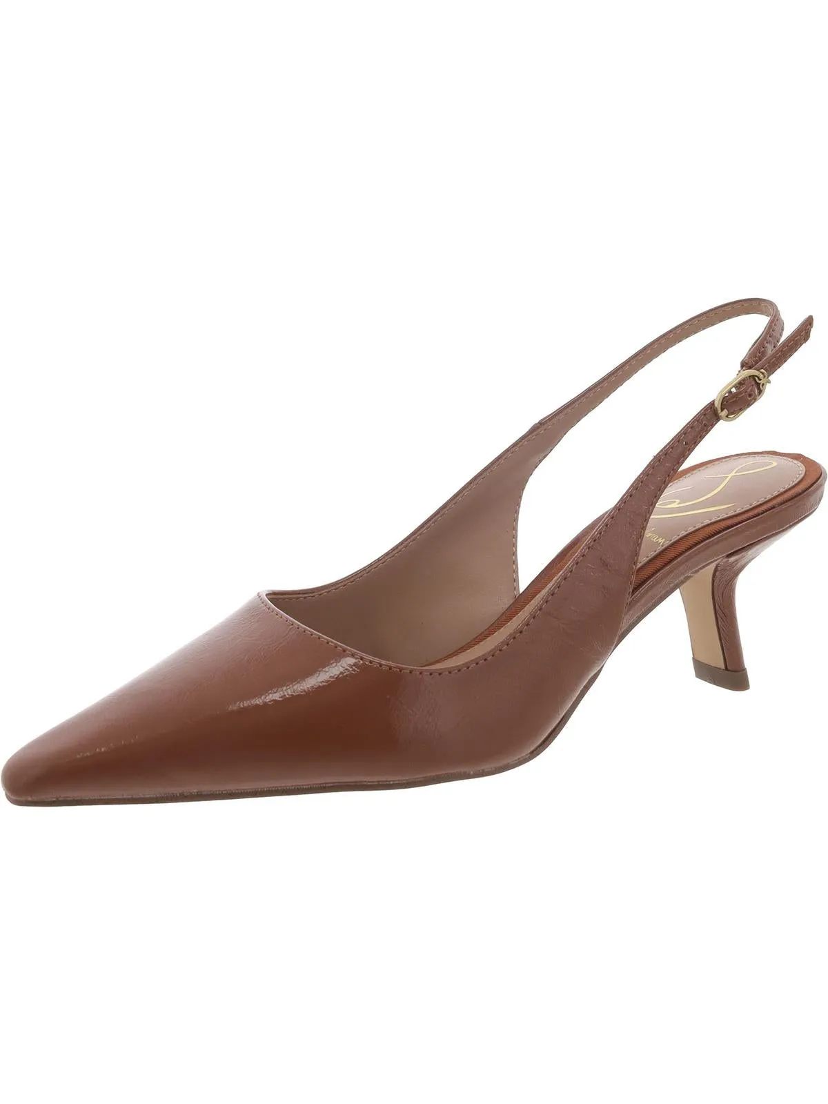 Bianka Womens Buckle Slip On Slingback Heels