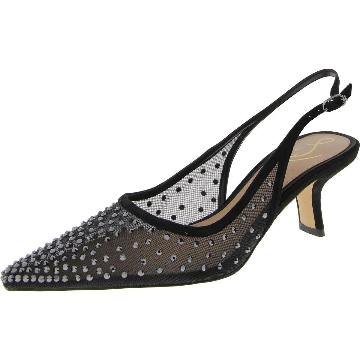 Bianka Womens Buckle Slip On Slingback Heels