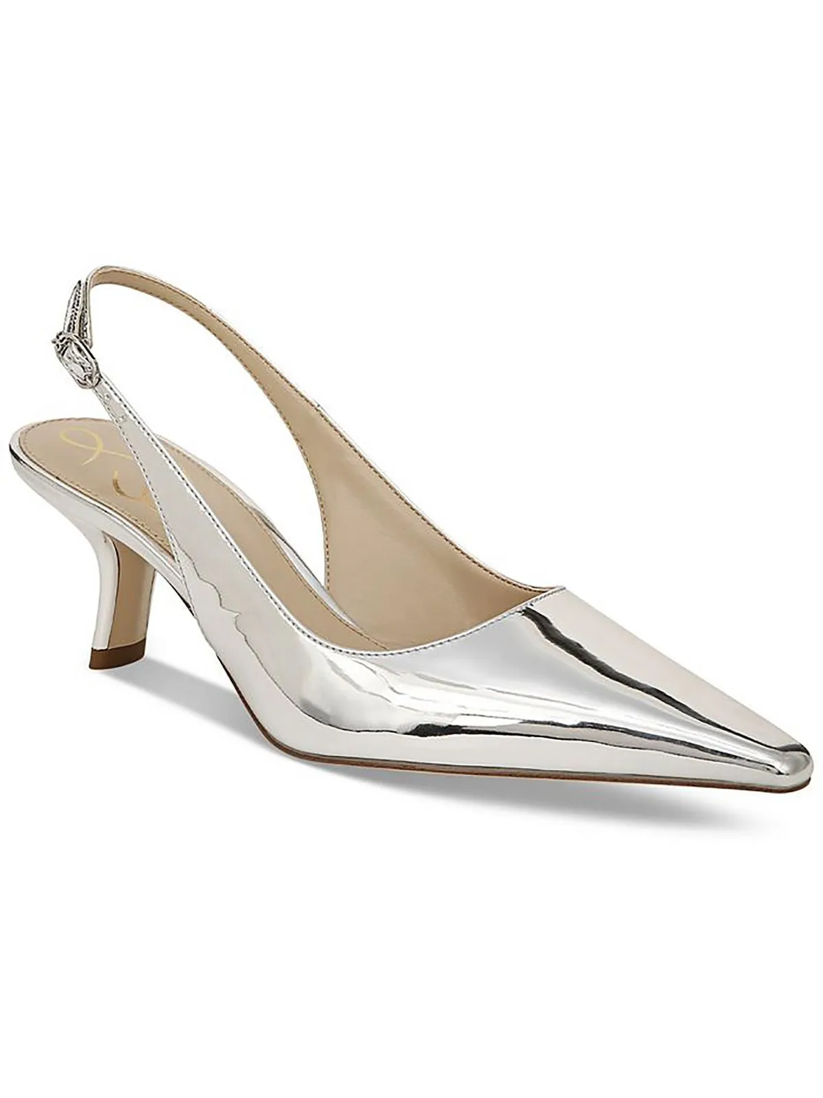 Bianka Womens Buckle Slip On Slingback Heels
