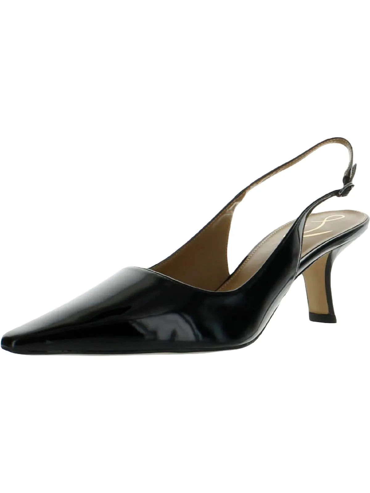 Bianka Womens Buckle Slip On Slingback Heels