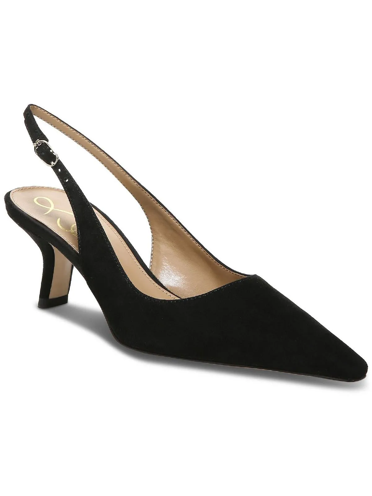 Bianka Womens Buckle Slip On Slingback Heels