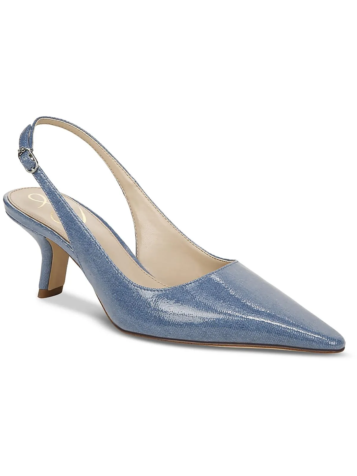 Bianka Womens Buckle Slip On Slingback Heels