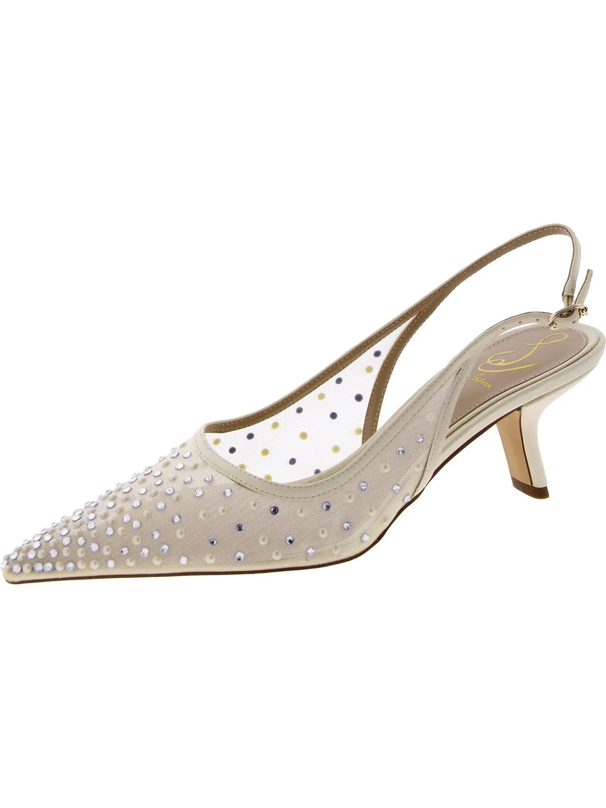 Bianka Womens Buckle Slip On Slingback Heels