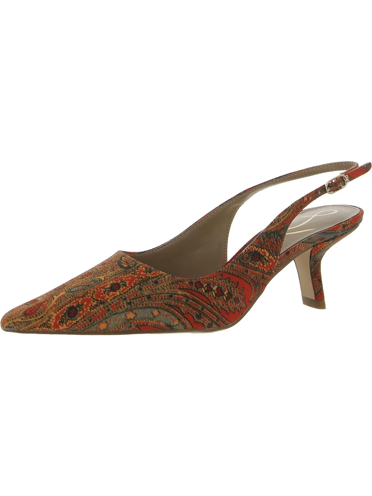 Bianka Womens Buckle Slip On Slingback Heels