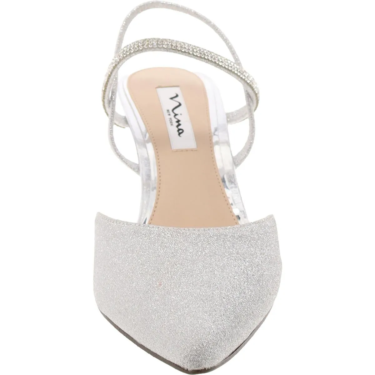 Billie Womens Glitter Pointed Toe Slingback Heels