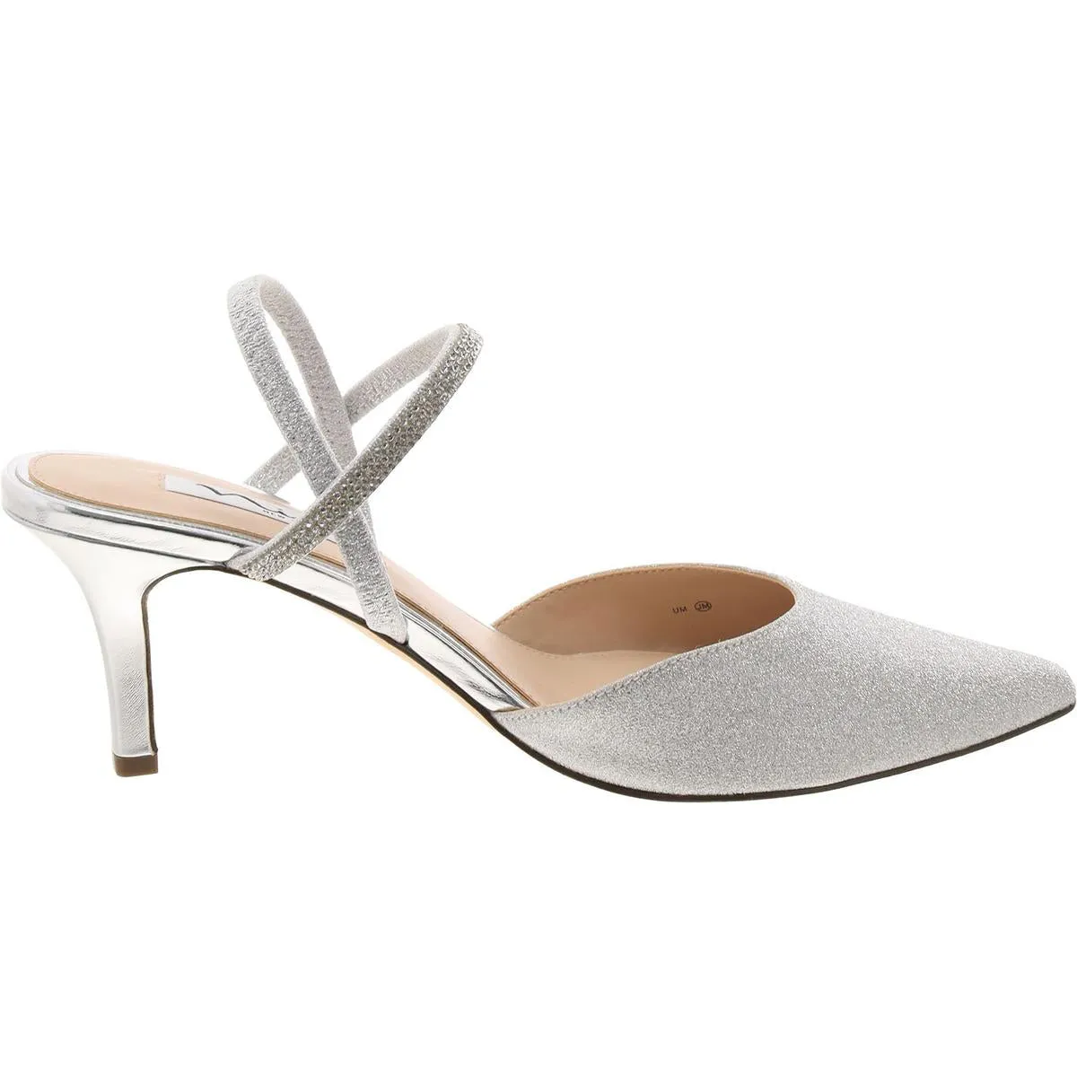 Billie Womens Glitter Pointed Toe Slingback Heels