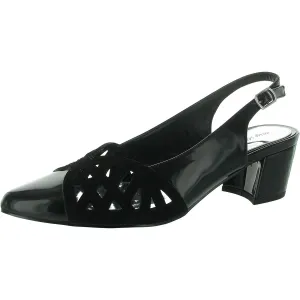 BIZZY Womens Cushioned Footbed Faux Leather Slingback Heels
