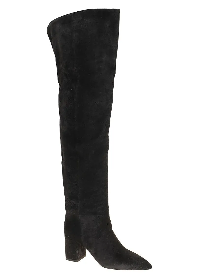 Black Anja Over-The-Knee Suede Calfskin Boots