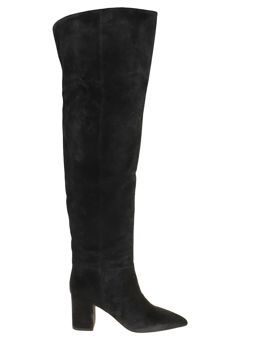 Black Anja Over-The-Knee Suede Calfskin Boots