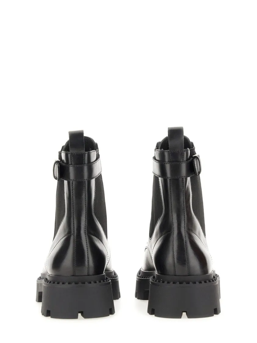 Black Leather Amphibian With Rugged Sole