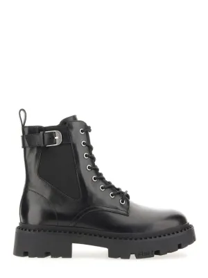 Black Leather Amphibian With Rugged Sole
