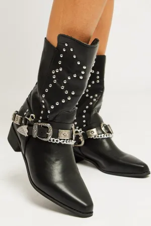 Black Western Boots with Hardware