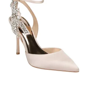 Blanca Crystal Embellished Bridal Pumps In Nude Satin