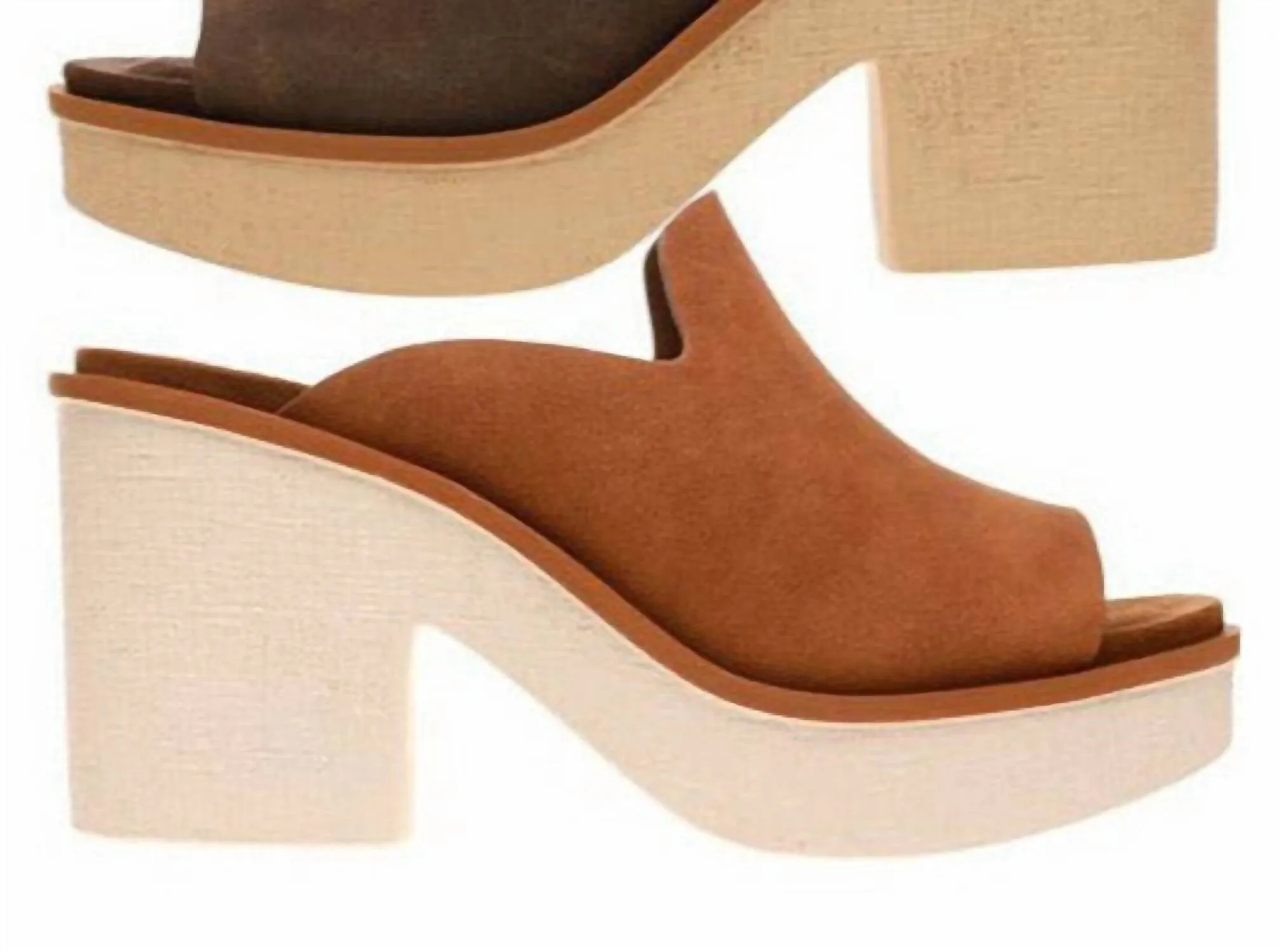 Blue 5 Microsuede Open-Toe Mule Platform In New Tan