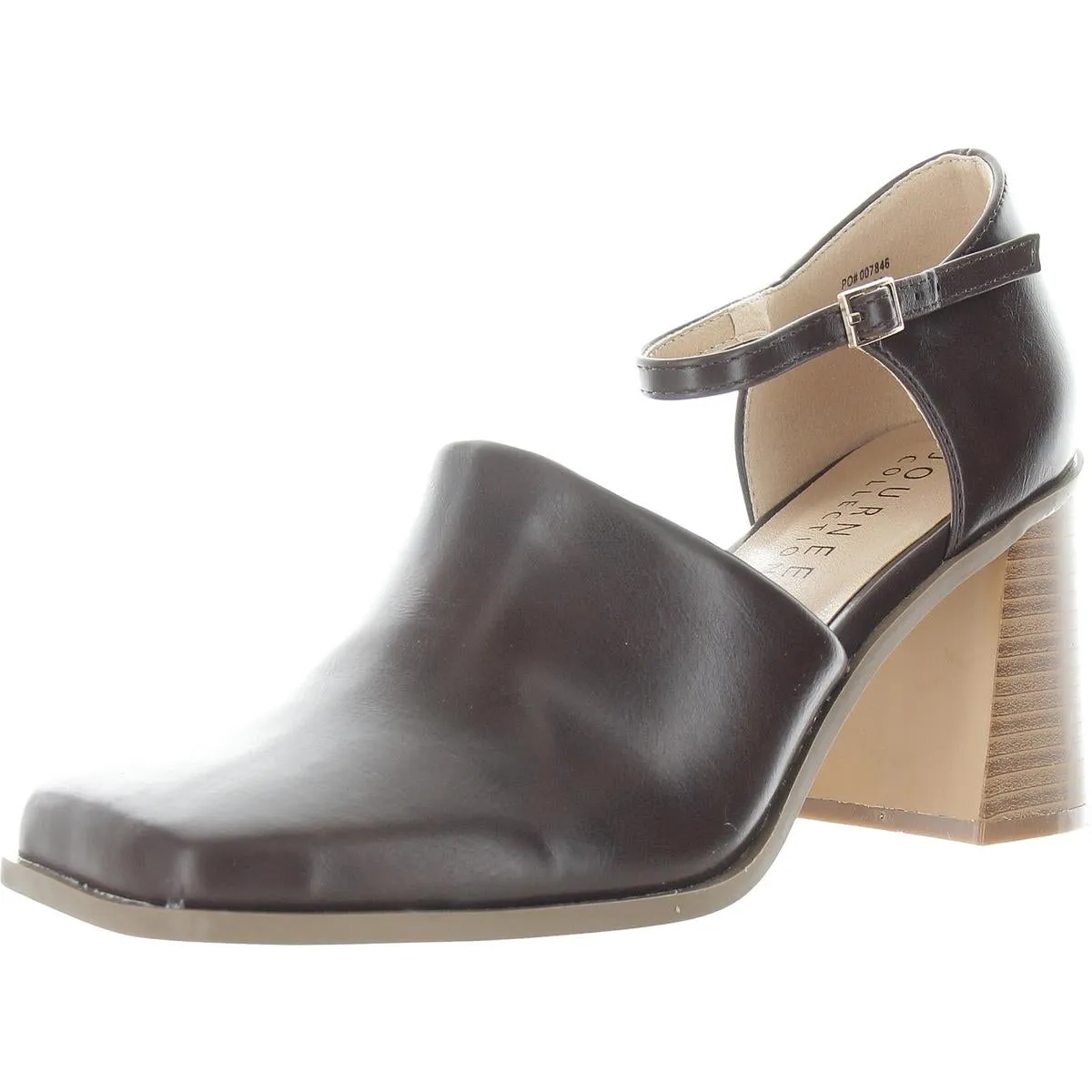 Bobby Womens Adjustable Faux Leather Block Heels