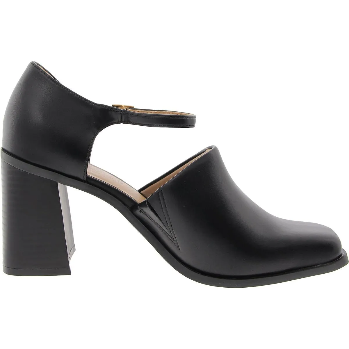 Bobby Womens Adjustable Faux Leather Block Heels