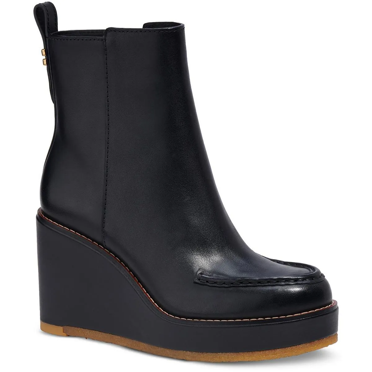 Brady Womens Faux Leather Zipper Wedge Boots