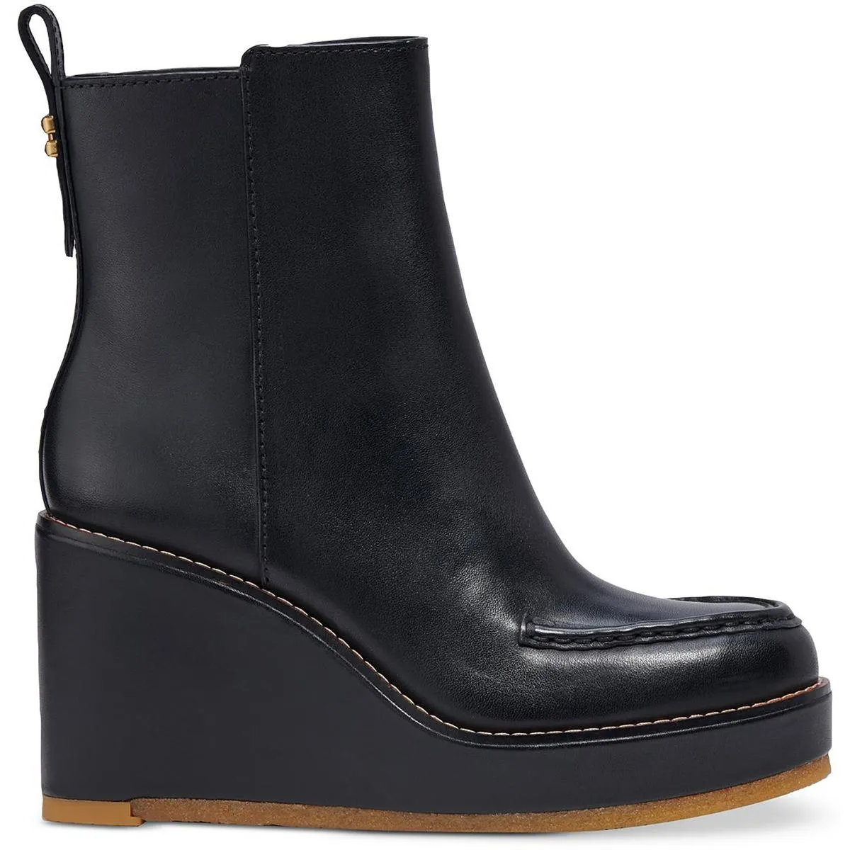 Brady Womens Faux Leather Zipper Wedge Boots
