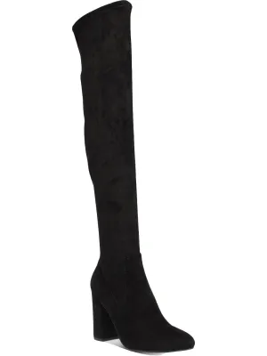 Bravy Womens Microsuede Block Heel Over-The-Knee Boots