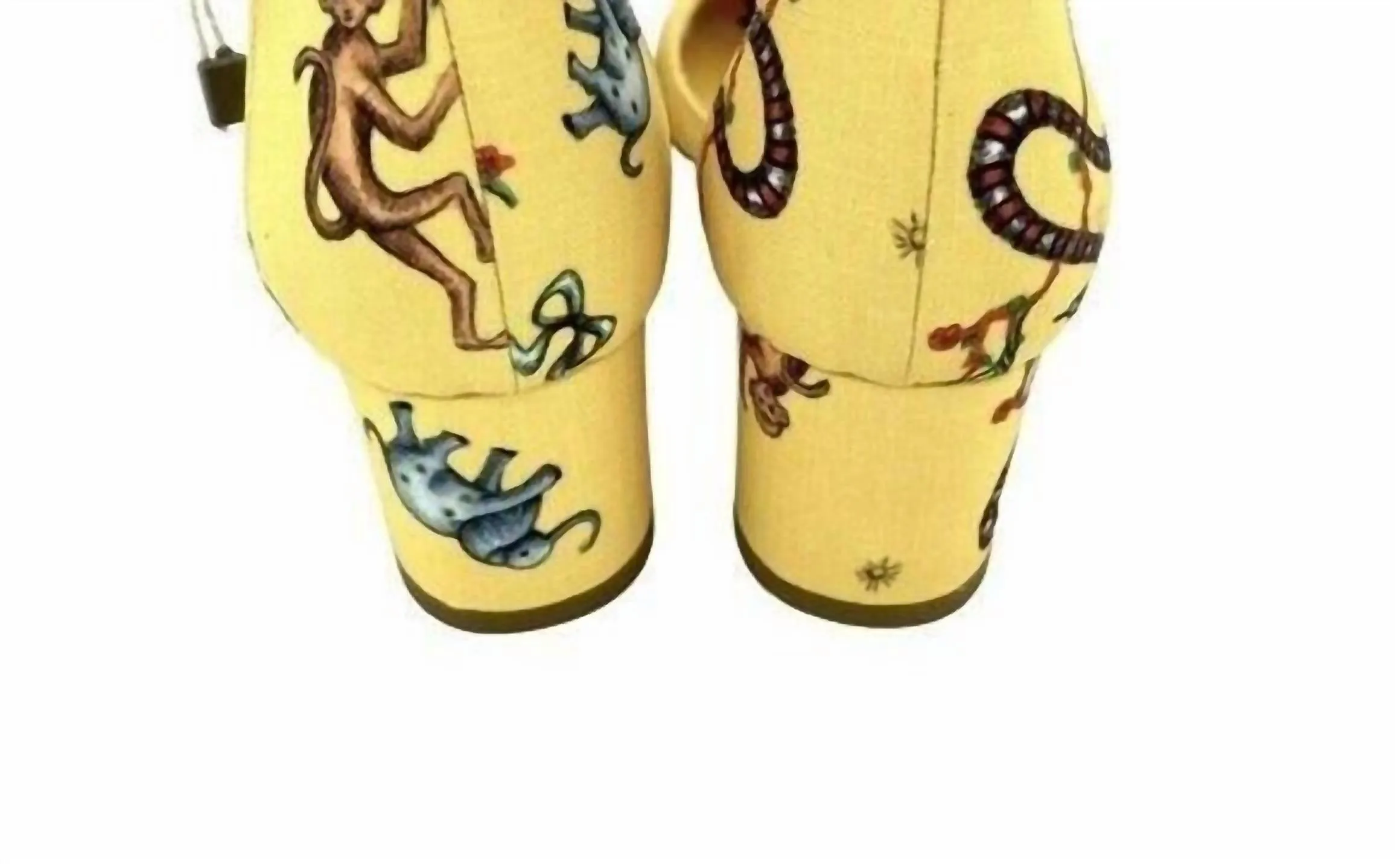 Brighton Printed Ankle Block Heels In Yellow