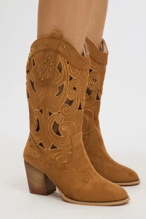 Brown Cut Out Western Boots