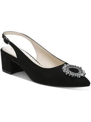 Bryann Womens Embossed Pointed Toe Slingback Heels