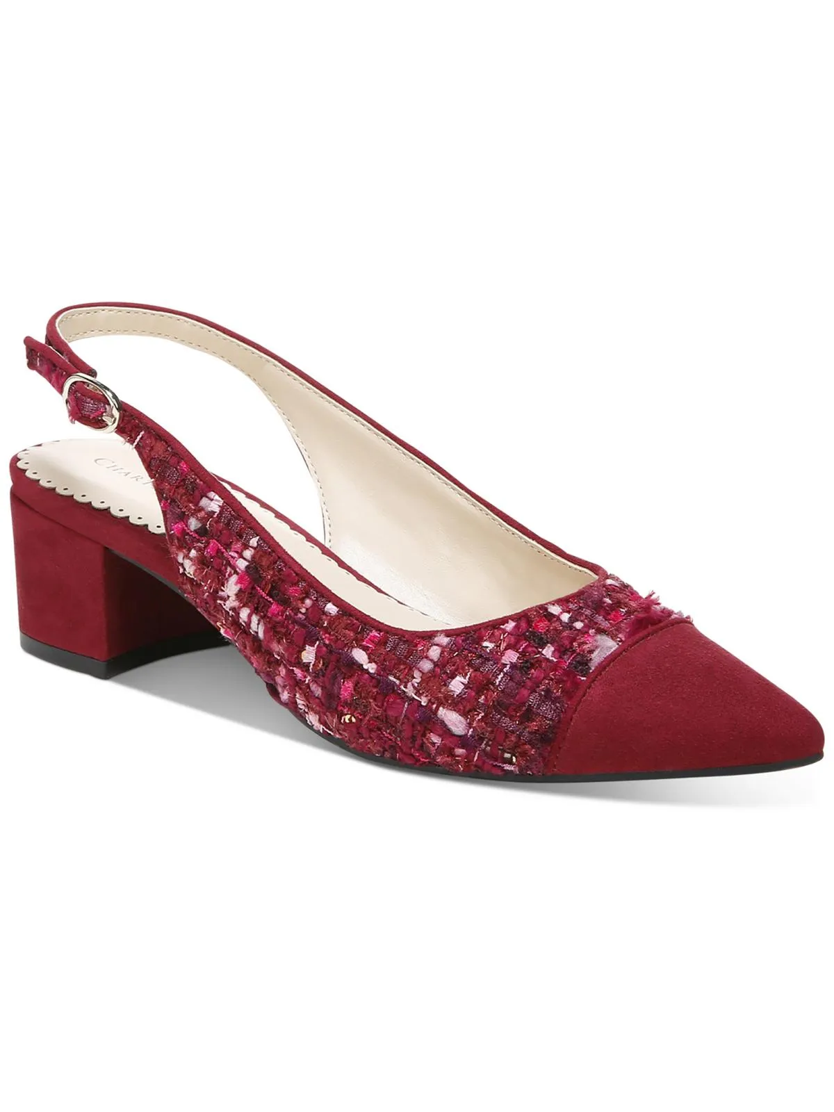Bryann Womens Embossed Pointed Toe Slingback Heels