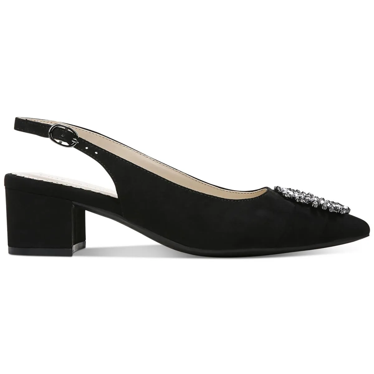 Bryann Womens Embossed Pointed Toe Slingback Heels