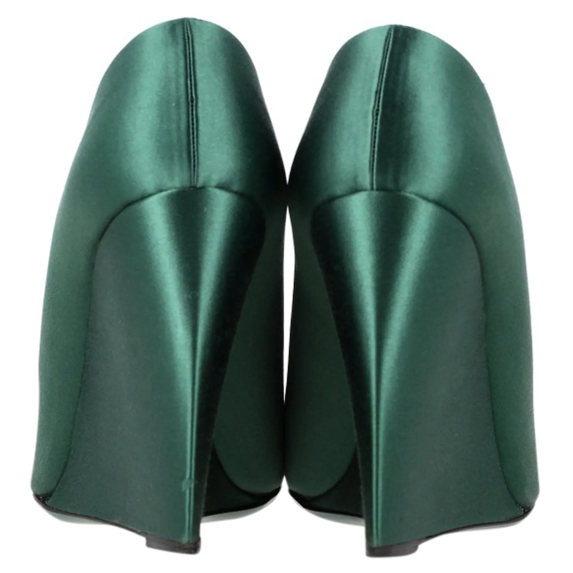 Burberry Prorsum Shoreham 110 Wedge Peep Toe Pumps in Green Satin