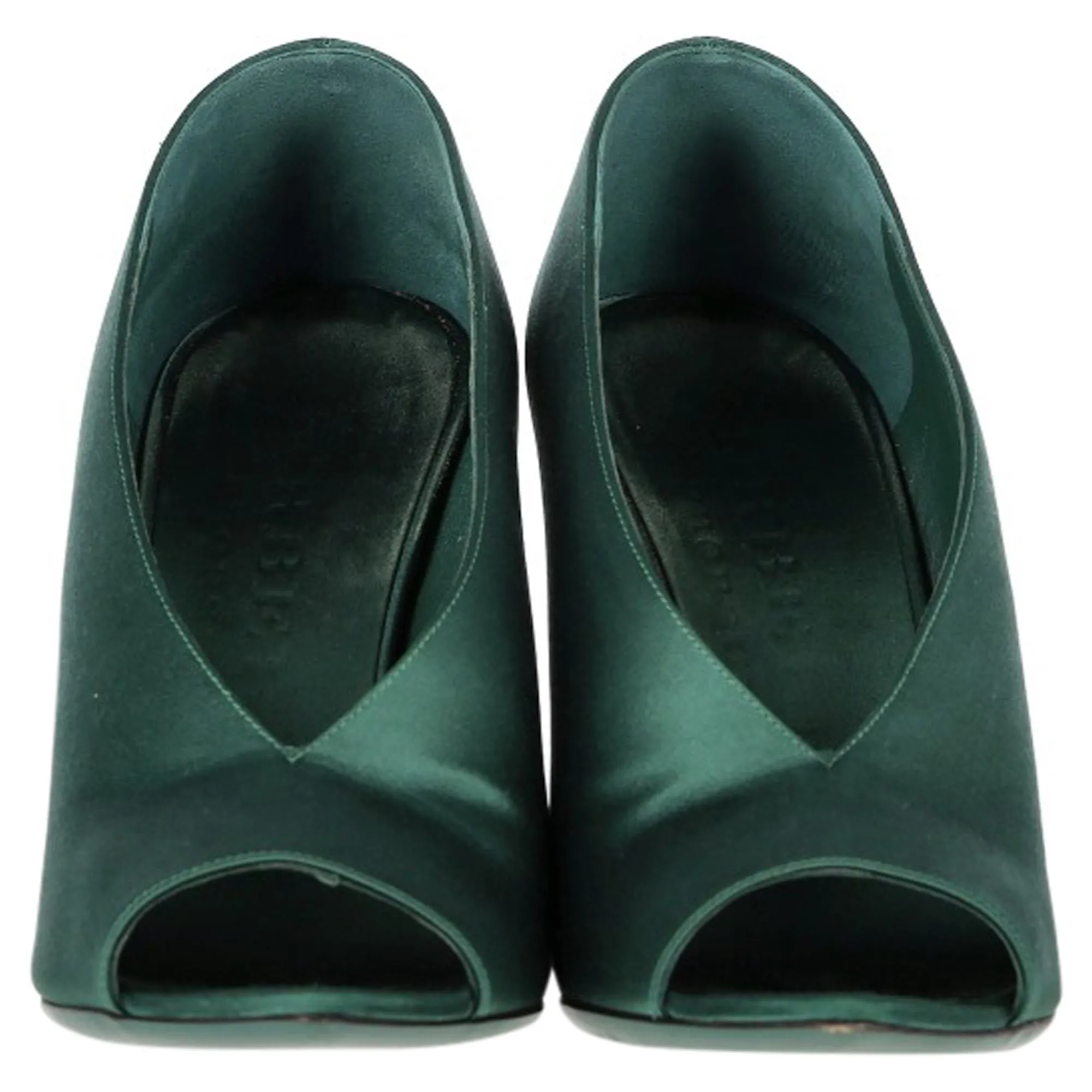 Burberry Prorsum Shoreham 110 Wedge Peep Toe Pumps in Green Satin