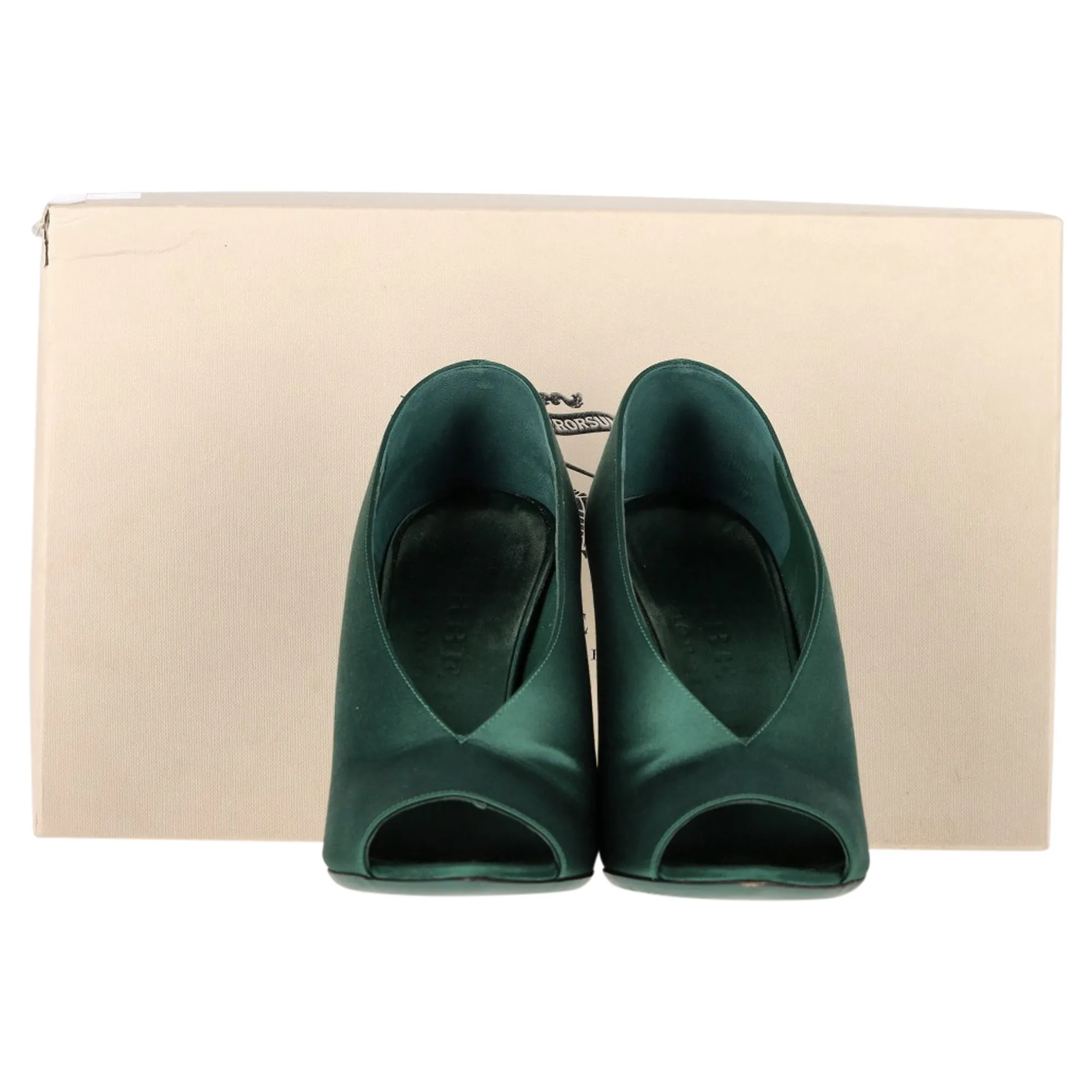 Burberry Prorsum Shoreham 110 Wedge Peep Toe Pumps in Green Satin