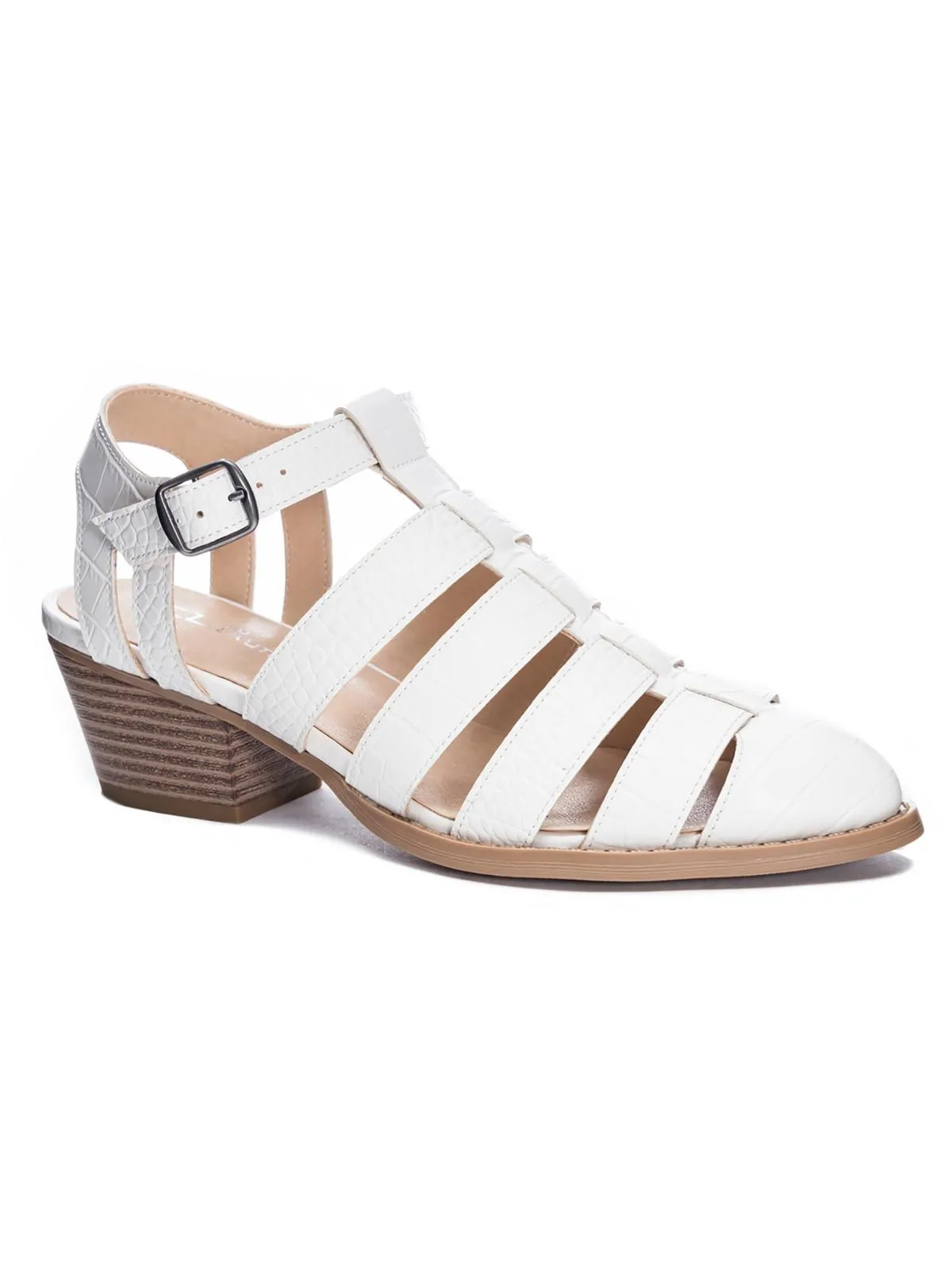 Caileigh Womens Faux Leather Block Heel Strappy Sandals