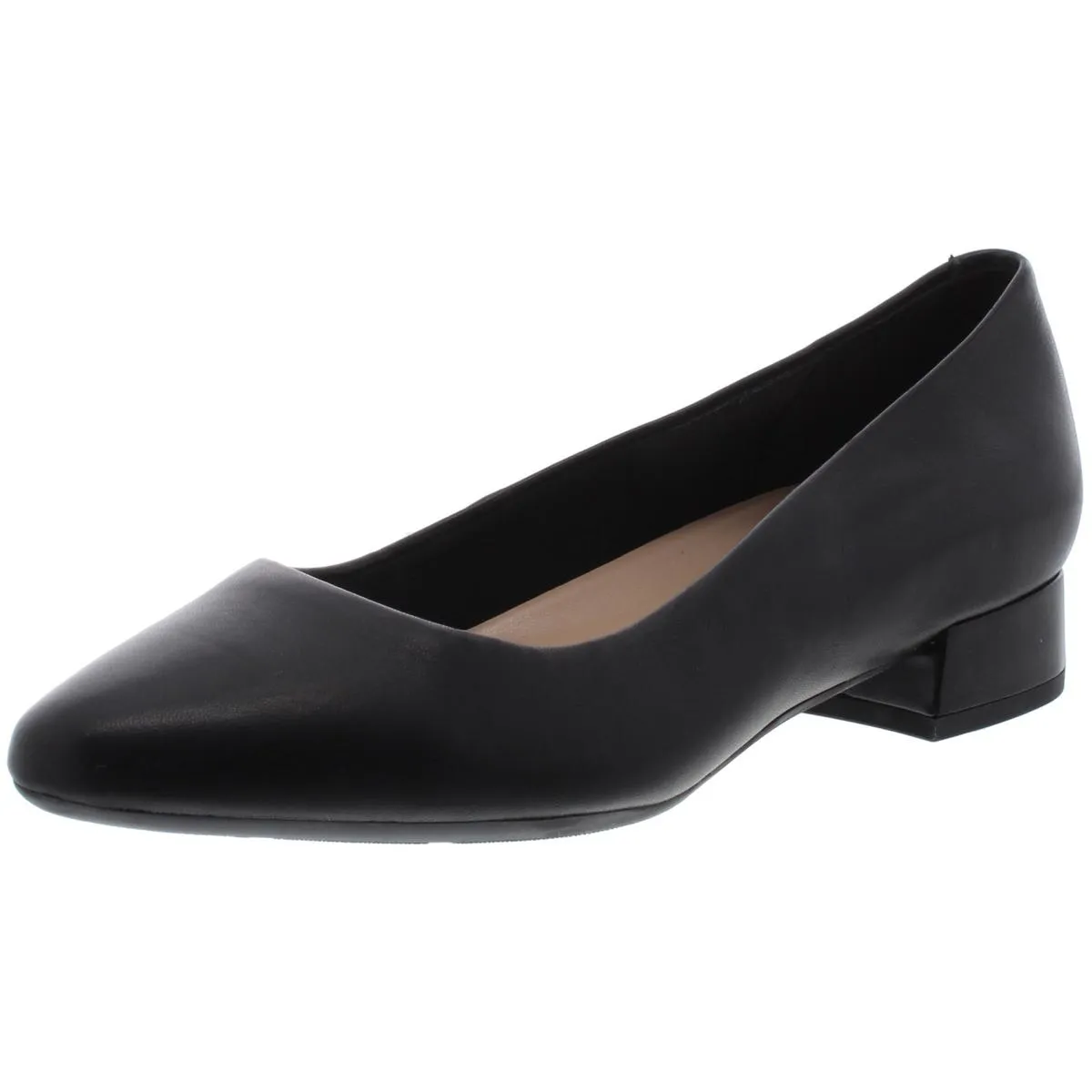 Caldise Womens Leather Low Heel Block Heels