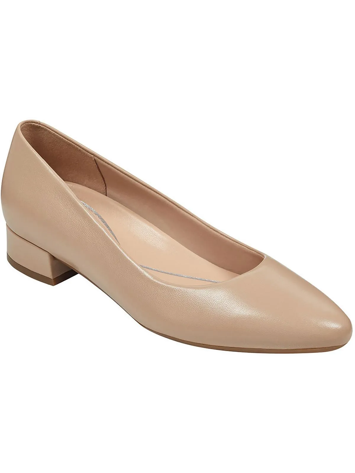 Caldise Womens Leather Low Heel Block Heels