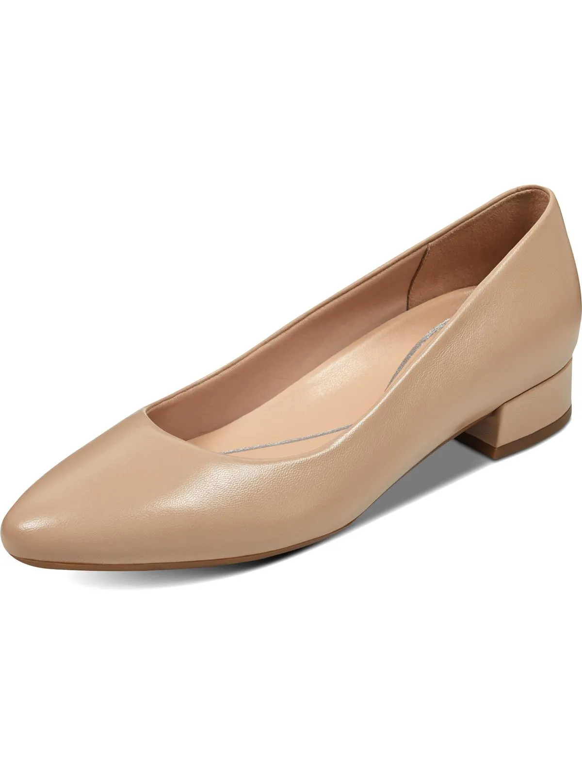 Caldise Womens Leather Low Heel Block Heels