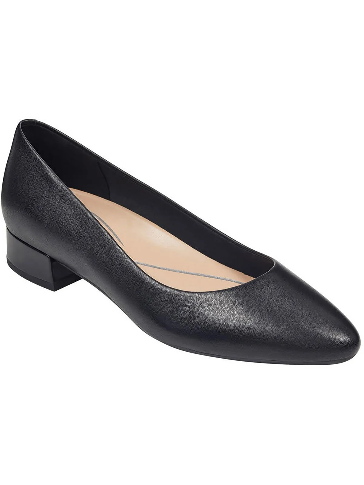 Caldise Womens Leather Low Heel Block Heels