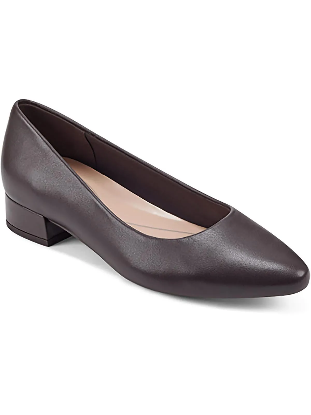 Caldise Womens Leather Low Heel Block Heels