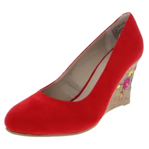 Calypso Womens Faux Suede Cork Wedge Heels