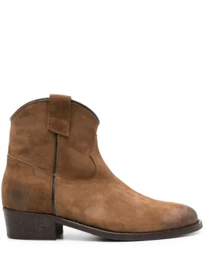 Camel Brown Calf Suede Ankle Boots