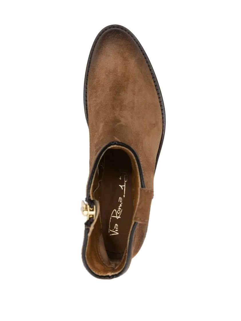 Camel Brown Calf Suede Ankle Boots