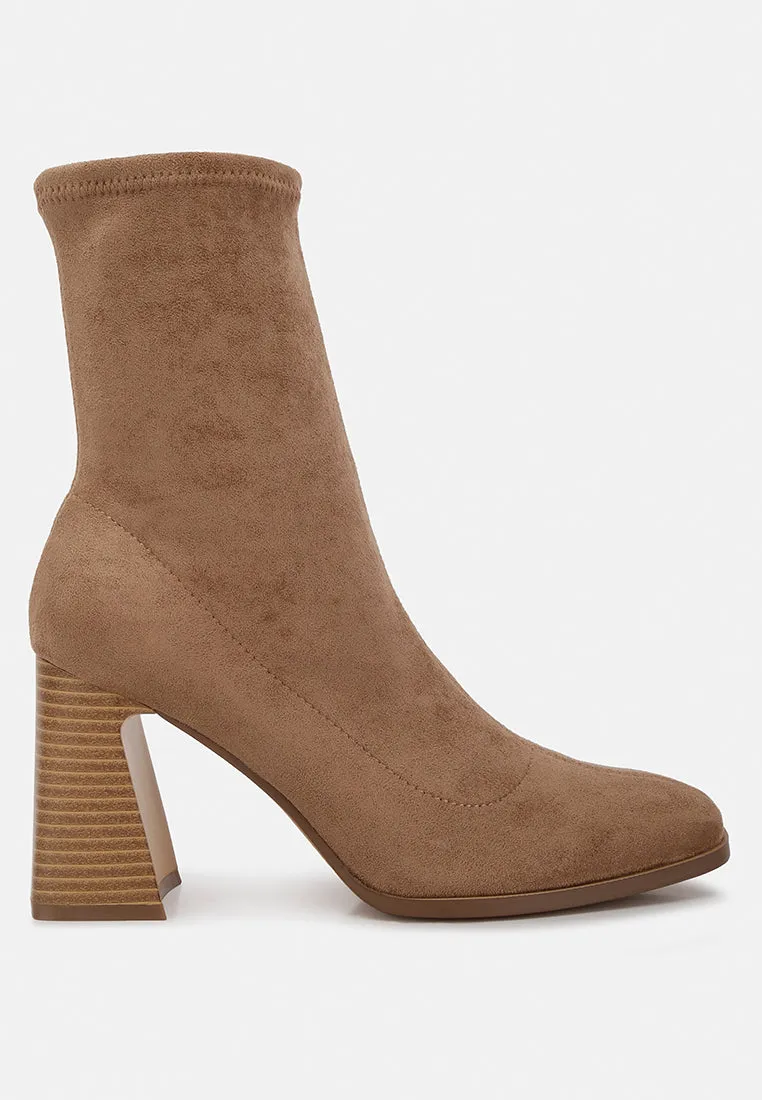 candid high ankle flared block heel boots
