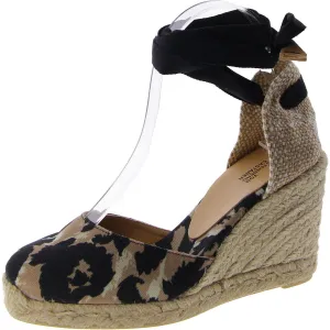 Carina Womens Leg Strap Round Toe Wedge Heels
