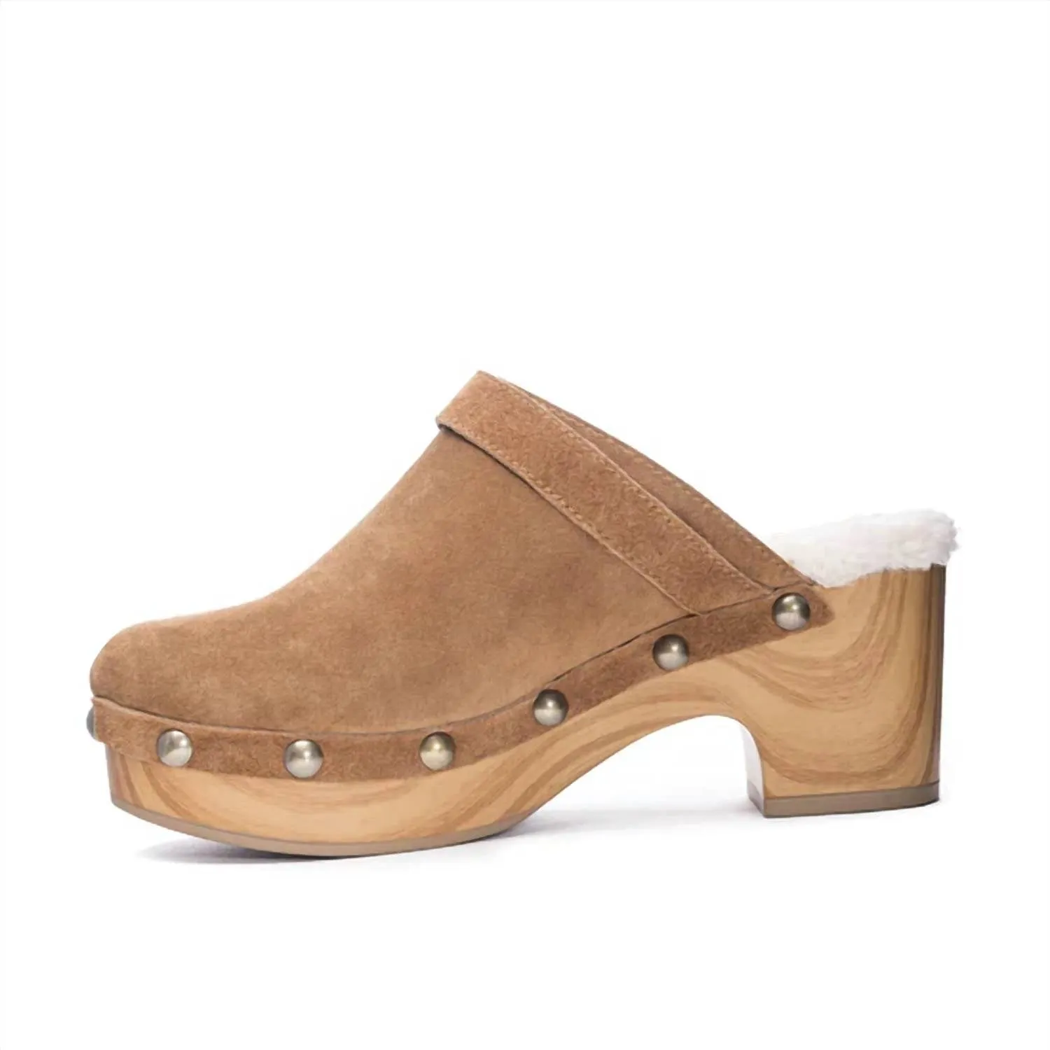 Carlie Split Suede Leather Clogs In Brown